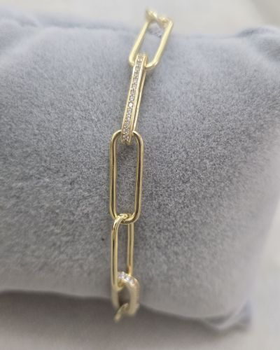 Pulsera forcet ancha Gold con pave