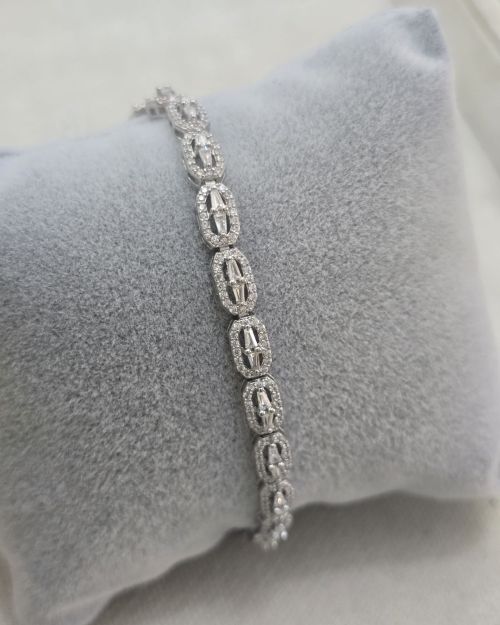 Pulsera Plata rodinada con traba de seguridad