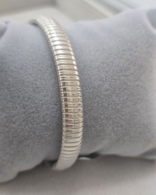 Pulsera elastica italiana ancha de Plata