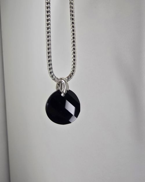 Dije circular cristal swarovski Jet Negro