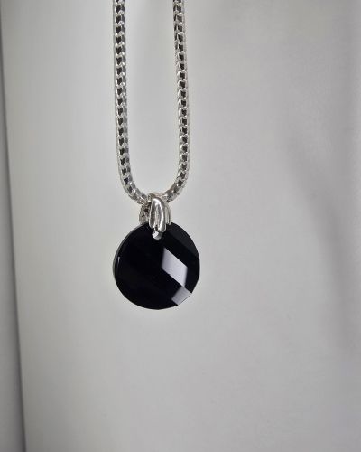 Dije circular cristal swarovski Jet Negro