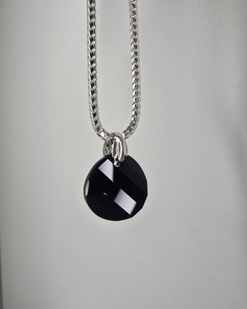 Dije circular cristal swarovski Jet Negro