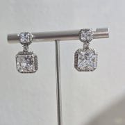 Zarcillos importados cuadrados plata rodinada