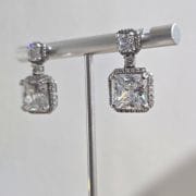 Zarcillos importados cuadrados plata rodinada