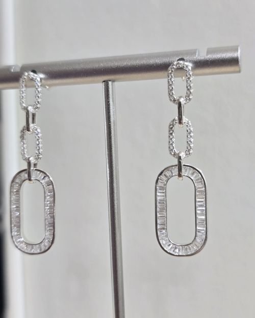 Aros alargados forcet baguette Plata925
