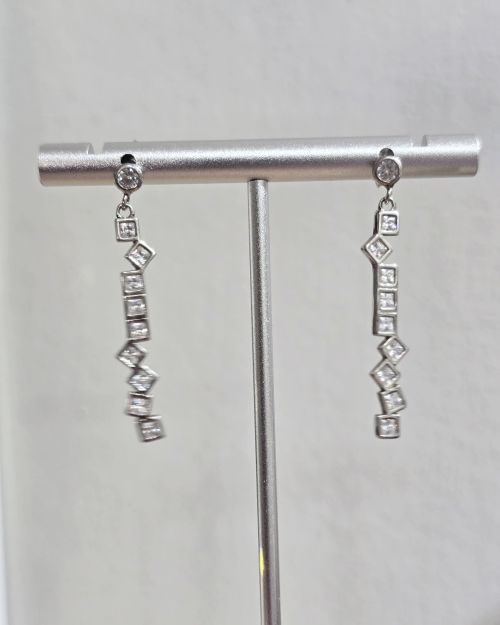 Aros cubic cuadrado alargados,plata925