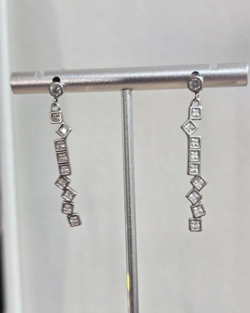 Aros cubic cuadrado alargados,plata925