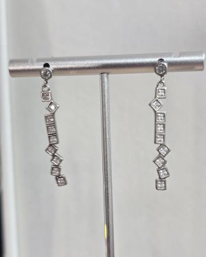 Aros cubic cuadrado alargados,plata925