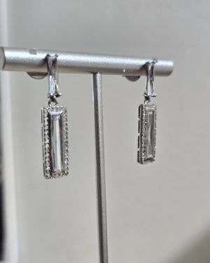 Aros rodinados con baguette de Plata