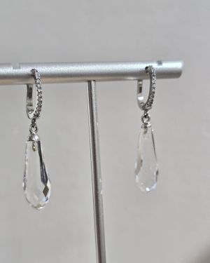 Argollas pave con cristal gota swarovski
