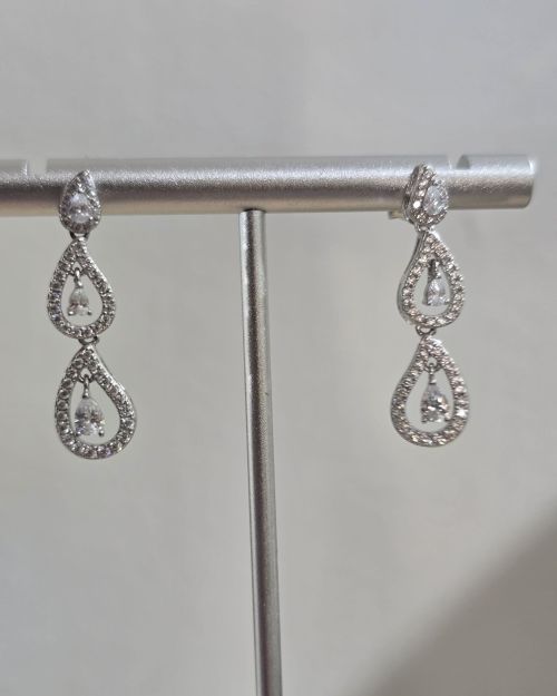 Aros alargados de gota pasantes Plata rodinada