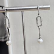 Aros largoa forcet perla plata rodinada