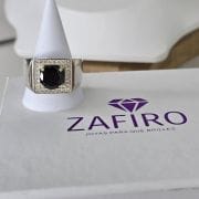 Anillo hombre cubic negro cuadrado