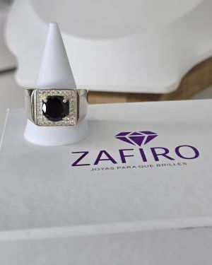 Anillo hombre cubic negro cuadrado