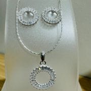 Conjunto circular calado cubic aro más dije Plata925