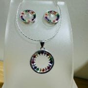 Conjunto colores calado circular aros y dije
