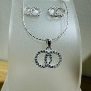 Conjunto aro y dije doble circulo calado Plata925