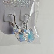 Aros cristal swarovski aurora boreal gota con cierre importado plata