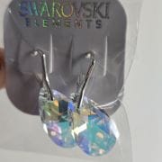Aros cristal swarovski aurora boreal gota con cierre importado plata