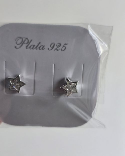 Aros cubic pasantes de plata estrellas