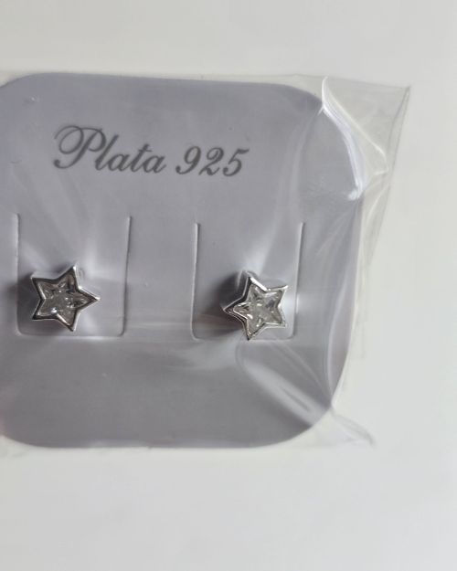 Aros cubic pasantes de plata estrellas