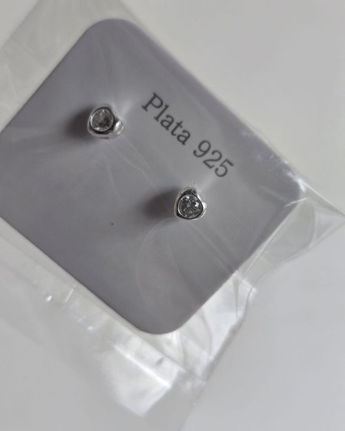 aros pasantes cubic corazón PLATA 925
