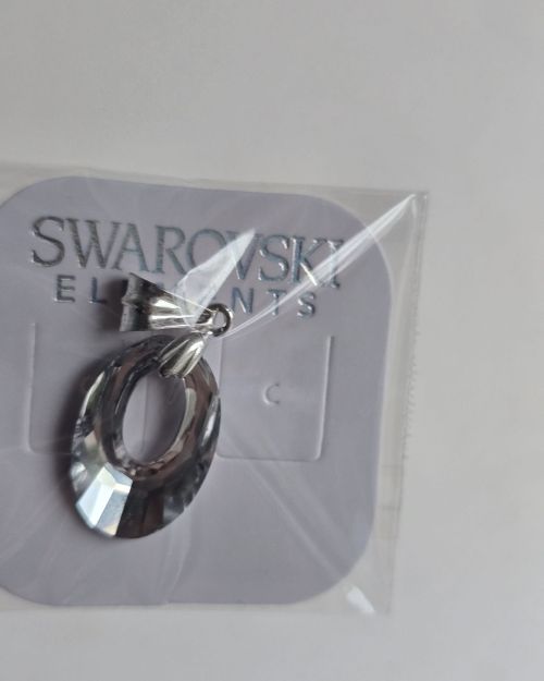 Dije cristal swarovski calado ovalado gris