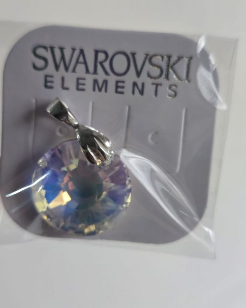 Dije grande circular cristal swarovski aurora boreal