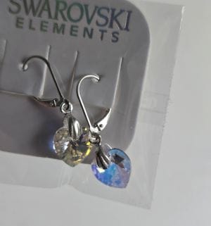 Argollas brisura con corazon 10 mm aurora boreal cristal
