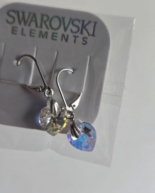 Argollas brisura con corazon 10 mm aurora boreal cristal
