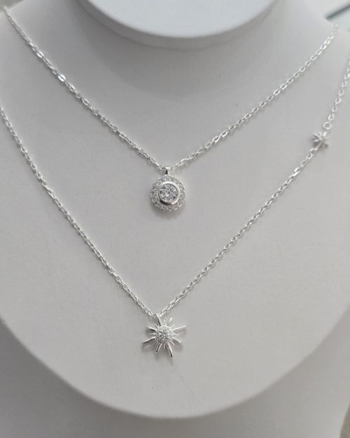 Cadena sol y estrella de Plata con extensor largo