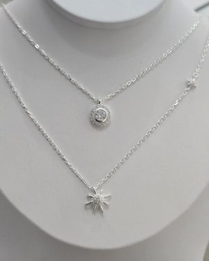 Cadena sol y estrella de Plata con extensor largo