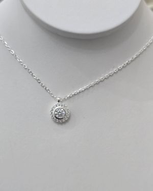 Cadena con dije circular punto de luz Plata925