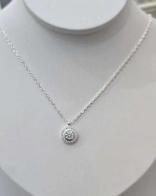 Cadena con dije circular punto de luz Plata925
