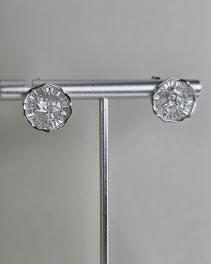 Aros pasantes medianos de Plata rodinada con cubic