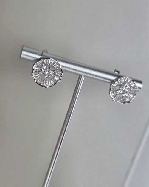 Aros pasantes medianos de Plata rodinada con cubic