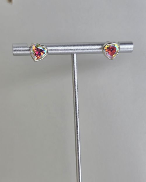Aros pasantes corazones tornazolados Plata925