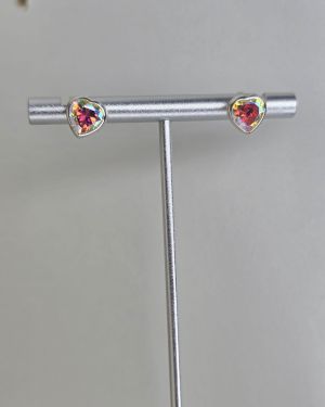 Aros pasantes corazones tornazolados Plata925