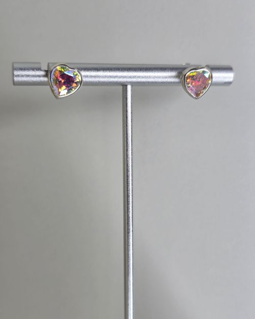 Aros pasantes corazones tornazolados Plata925