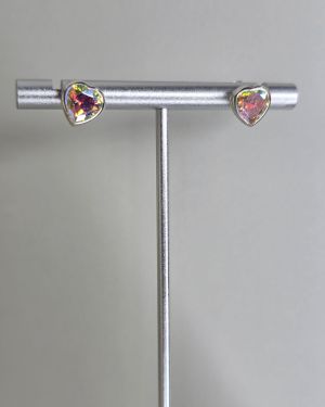 Aros pasantes corazones tornazolados Plata925