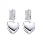 Argollas brillo con dije corazón liso – plata 925