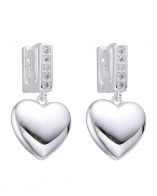 Argollas brillo con dije corazón liso – plata 925