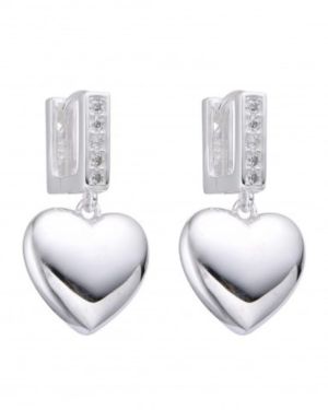 Argollas brillo con dije corazón liso – plata 925