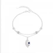 Pulsera doble de plata con ojito protector