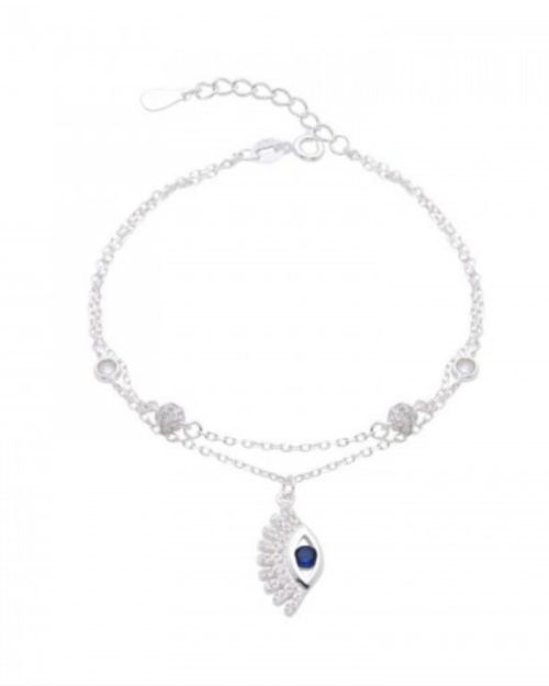 Pulsera doble de plata con ojito protector