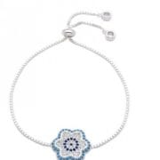 Pulsera regulable ojo protector con cubic finalizador Plata