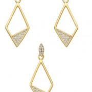 conjunto de rombo aros y dije plata gold