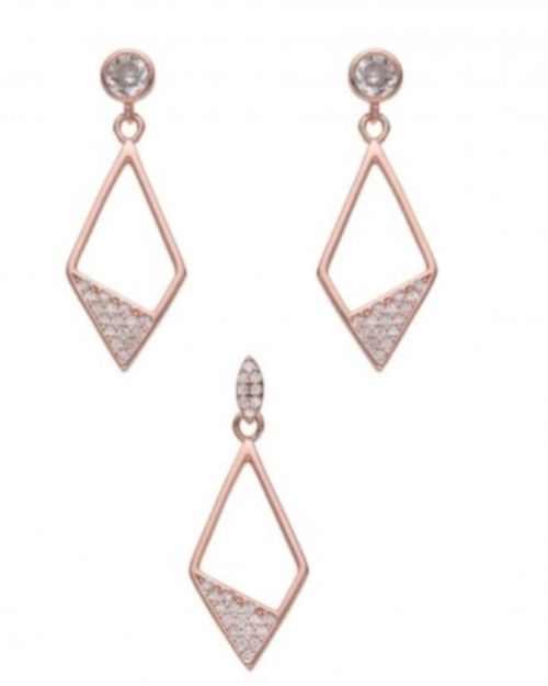 Conjunto rombo rosé dije y aros