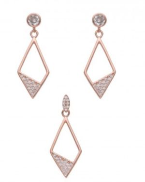 Conjunto rombo rosé dije y aros