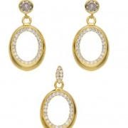 Conjunto dorado aros más dije plata con baño gold